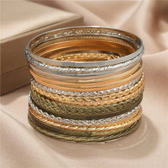 16Pcs Gold Bangle Bracelets for Women - Multi Layer Stackable Textured Bracelets Boho Jewelrys Set. B set 16pc multi