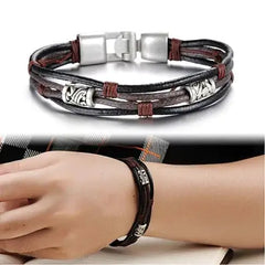 Gemini Twin Bracelets in Genuine Leather and Antique Metal Finish