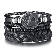 Vnox 4Pcs/ Set Braided Wrap Leather Bracelets