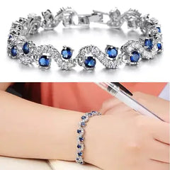 OCEANA Diamond Crystal Bracelets In White Gold Plating