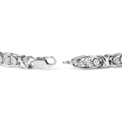 .925 Sterling Silver 1/4 Cttw Round Diamond Link Bracelet - Size 7.50" - (I-J Color, I2-I3 Clarity)