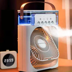 Portable 3-in-1 USB Electric Fan with LED Night Light and Water Mist Humidifier