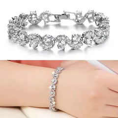 OCEANA Diamond Crystal Bracelets In White Gold Plating