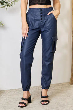 Kristen Faux Leather Cargo Joggers-