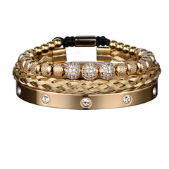 Luxury Micro Pave CZ Round Beads Royal Charm Men Bracelets