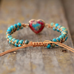 Natural Stone Heart Charm Bracelets